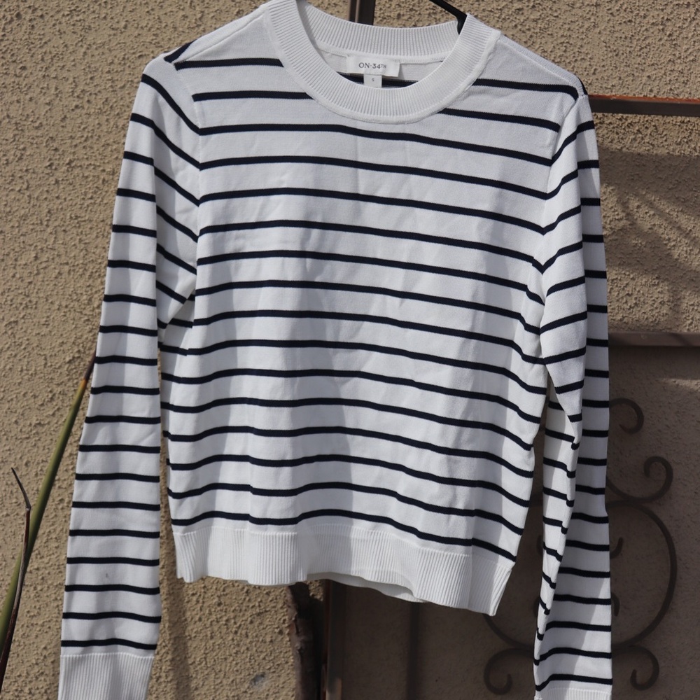 Navy and White striped sweater